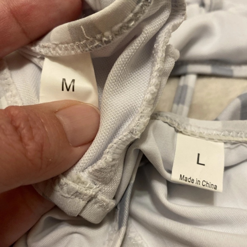 Zaful Grey and White Gingham Brazilian Bikini Set - Picture 2 of 15